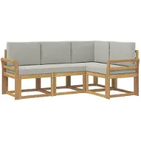 vidaXL Buiten bank set 4 st Wit en Lichtgrijs Polyester