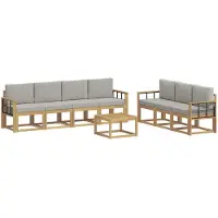 vidaXL Buiten bank set 8 st Wit en Lichtgrijs Polyester