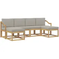 vidaXL Buiten bank set 6 st Wit en Lichtgrijs