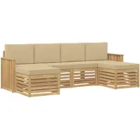 vidaXL Buiten bank set 6 st Wit en Beige Polyester