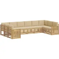 vidaXL Buiten bank set 10 st Wit en Beige Polyester