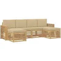 vidaXL Buiten bank set 6 st Wit en Beige Polyester