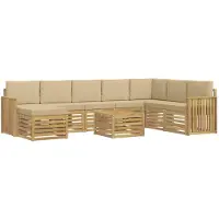 vidaXL Buiten bank set 9 st Wit en Beige Polyester