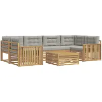 vidaXL Buiten bank set 7 st Wit en Lichtgrijs
