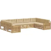 vidaXL Buiten bank set 9 st Wit en Beige Massief Acacia Hout