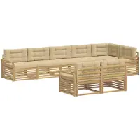 vidaXL Buiten bank set 8 st Wit en Beige Polyester