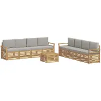 vidaXL Buiten bank set 9 st Wit en Lichtgrijs Polyester