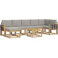 vidaXL Buiten bank set 8 st Wit en Lichtgrijs