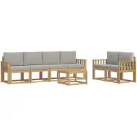 vidaXL Buiten bank set 7 st Wit en Lichtgrijs Polyester
