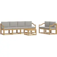 vidaXL Buiten bank set 7 st Wit en Lichtgrijs Polyester