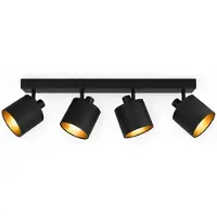 HOFTRONIC™ Jimmy LED Plafondspot - Stoffen kap - 4 spots - Kantelbaar - Draaibaar - Mat Zwart - E14 fitting - IP20
