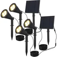 HOFTRONIC™ 2x Solar LED tuinspot Bend Duo met los zonnepaneel 3000K warm wit Prikspot - Tuin spots, spots bodem buiten