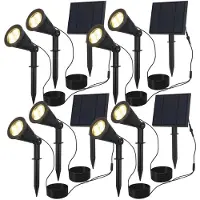 HOFTRONIC™ 4x Solar LED tuinspot Bend Duo met los zonnepaneel 3000K warm wit Prikspot - Tuin spots, spots bodem buiten
