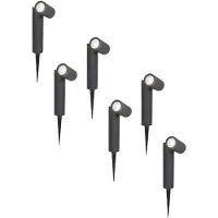 HOFTRONIC™ 6x Pinero dimbare LED prikspots - GU10 6000K daglicht wit - Kantelbaar - Tuinspot - Pinspot - IP65 voor buiten - Zwart - Tuin spots, spots bodem buite