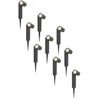 HOFTRONIC™ 9x Pinero dimbare LED prikspots - GU10 4000K neutraal wit - Kantelbaar - Tuinspot - Pinspot - IP65 voor buiten - Zwart - Tuin spots, spots bodem buite