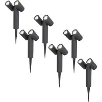 HOFTRONIC™ 6x Pinero double dimbare LED prikspot - 6000K daglicht wit - GU10 - 5 Watt - Kantelbaar - Tuinspot - Voor buiten en binnen - Zwart - 3 jaar garantie -