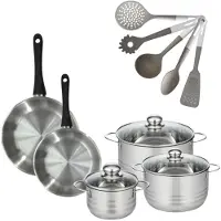 Fackelmann Set Koekenpan 24/28 cm Geneva met 3 Kookpotten 16/20/24 cm en 5 keukengerei