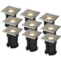 HOFTRONIC™ 9x Ramsay dimbare LED grondspot - Vierkant - RVS - 6000K daglicht wit - 5 Watt - IP67 straal waterdicht - 3 jaar garantie Grondspot buiten 230V