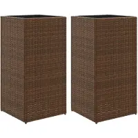 vidaXL Plantenbakken 2 st 40x40x80 cm poly rattan bruin
