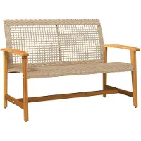 vidaXL Tuinbank 112 cm poly rattan en acaciahout beige