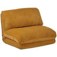 Sweeek Loungestoel met slaapfunctie corduroy fauteuil Mosterdgeel