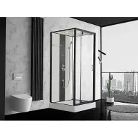 SHOWER DESIGN Douchecabine met massagestralen PRIMEA - 2 zones met massagestralen - L90 x D90 x H215 cm - Tropische regenfunctie en handdouchekop
