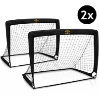 Umbro Pop-Up Voetbaldoel Set van 2 - Voetbal Goals 120 x 90 x 90 cm - Voetbaldoelen met Draagtas en Grondpennen - voor Buiten en Binnen - Voetbal Trainingsmateriaal - Zwart