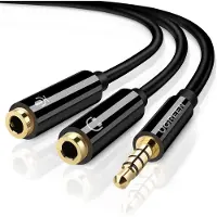 UGREEN - kabel - hoofdtelefoonsplitter mini-jack 3,5 mm - 2 - x - mini-jack - 3,5 - mm - (microfoon - + - stereo-uitgang) - zwart - (AV141)