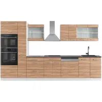 Vicco Complete keukeneenheid R-Line Sonoma/Wit 350 cm met hoge kast, WB Antraciet, Model 42333