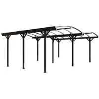 Vente-unique Zelfdragende dubbele carport pergola van aluminium - 2 auto’s - 30 m² - Antracietgrijs - BARESA