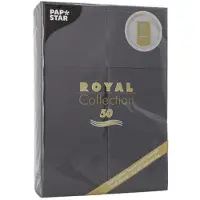 Papstar 50 Servetten ROYAL Collection 48 cm x 30 cm zwart met bestekvouw