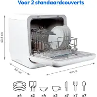 Medion mini-vaatwasser DWT20 (tafelmodel vaatwasser, vaatwasser, 2 couverts, werkt met/zonder wateraansluiting, 6 reinigingsprogramma's, babyflessen, vooraf ingestelde starttijd, vrijstaand)
