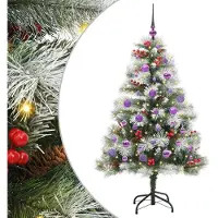 vidaXL Kunstkerstboom Groen en wit 150 cm PVC en Metaal en Plastic