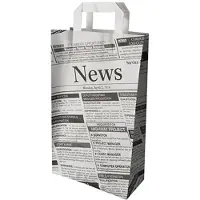 Papstar 8x 50 Draagtassen papier 36 cm x 22 cm x 10 cm Newsprint met handvaten