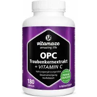 Vitamaze GmbH Vitamaze OPC-druivenpitextract, hoog gedoseerd + vitamine C capsules, 180 capsules
