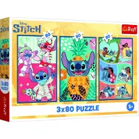 Trefl puzzel Disney Lilo&Stitch 3x80 stukjes - Stitch's wereld.