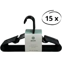 Puck Kledinghanger Kunststof Zwart (15 stuks)