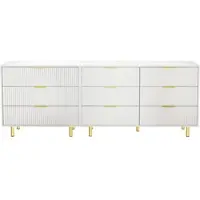 MODFU - Ladenkast Met 9 Laden - Modulair - Minimalistisch - MDF - Wit En Goud - 200 X 40 X 72 Cm
