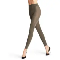Falke Softmerino eenkleurig wol katoen legging dames groen - maat 44-46