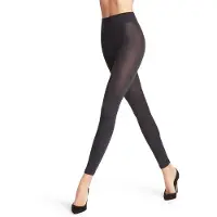 Falke Softmerino eenkleurig wol katoen legging dames blauw - maat 44-46
