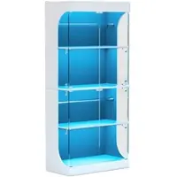 STILVORA Vitrinekast - Met Led, Sensor En Laadpunt - Voor Woonkamer En Slaapkamer - Glas En Spaanplaat - 80x35x165 cm - Wit