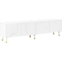 STILVORA Tv-Meubel - Asymmetrisch Boogreliëf Met 4 Deuren - Opbergkast Voor Woonkamer - MDF En Spaanplaat - 180x40x50 Cm - Wit