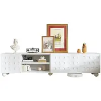 STILVORA TV-kast 200x40x44 cm, woonkamerkast met 3 deuren, lage TV-meubel met 5 poten en bedrukt design, geschikt voor televisies tot 80 inch. Kleur: wit