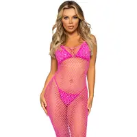 Leg avenue Woven twist net maxi dress