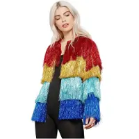 Smiffys - Tinsel Festival Kostuum Jacket - L/XL - Regenboog