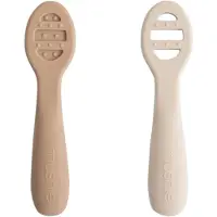 Mushie Bestekset 2 Lepels | Natural / Shifting Sand