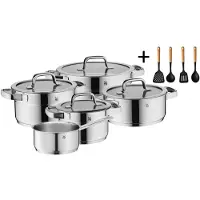 WMF Pannenset Compact Cuisine 5-Delig Inclusief GRATIS Cookinglife Kookgerei set - Kookpan ø 16, 16, 20 en 20 cm en Steelpan ø 14 cm