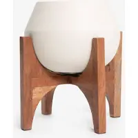 Sissy-Boy Witte plantenpot met houten standaard
