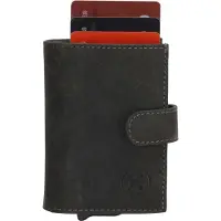 Hide & Stitches Idaho Safety Wallet Unisex - Pasjeshouder voor 5 t/m 8 pasjes - Portemonnee van 100% Leder - Zwart