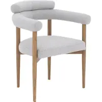 Goossens Eetkamerstoel Splinter grijs stof met armleuning, elegant chic